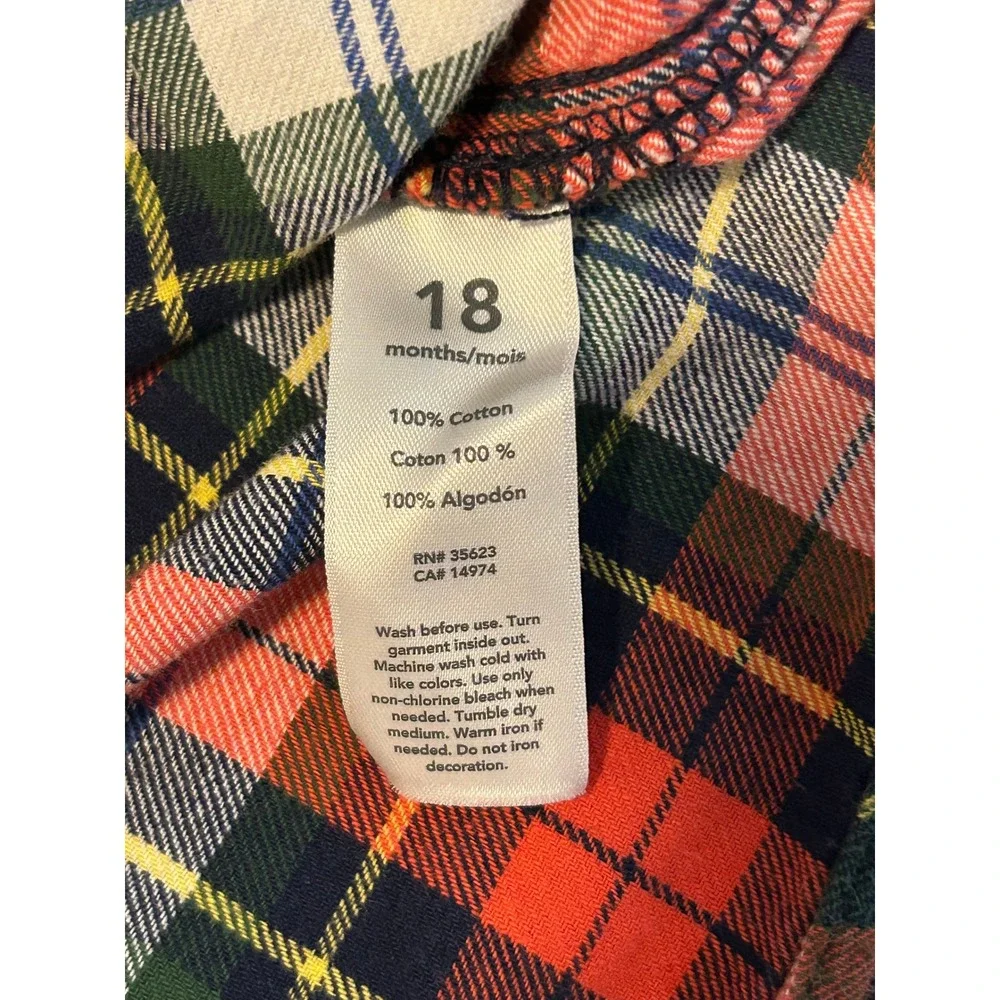 Carters Toddler Boys Red Green Plaid Flannel Button Down Shirt 18 Months 1526